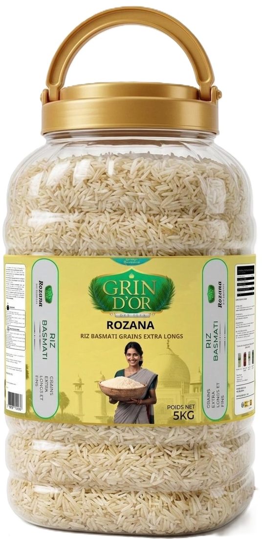 Rozana — Riz Basmati grains extra longs (bocal)
